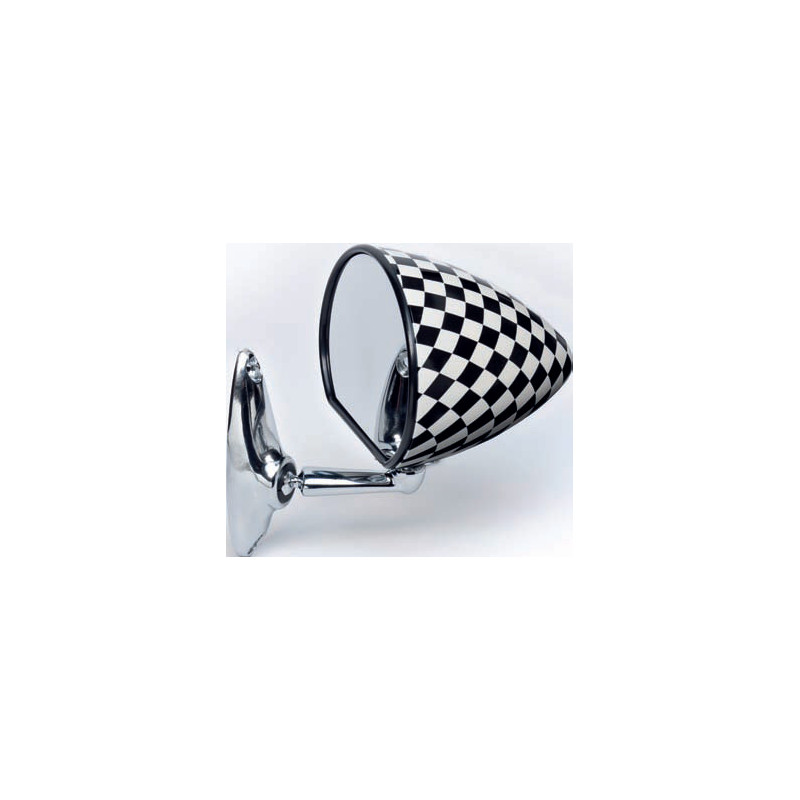 RETROVISORE SCACCHI BIANCO E NERO A VITE LUCIDA FIAT 500 F / L / R 1965 1975
