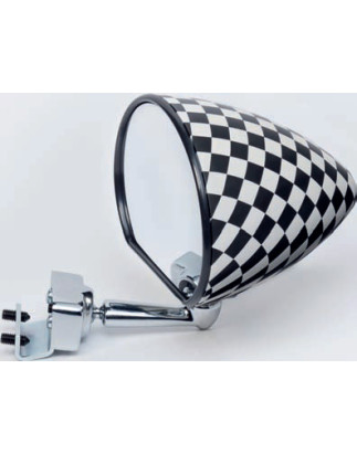 RETROVISORE SCACCHI BIANCO E NERO OPACA A MORSETTO FIAT 500 F /
