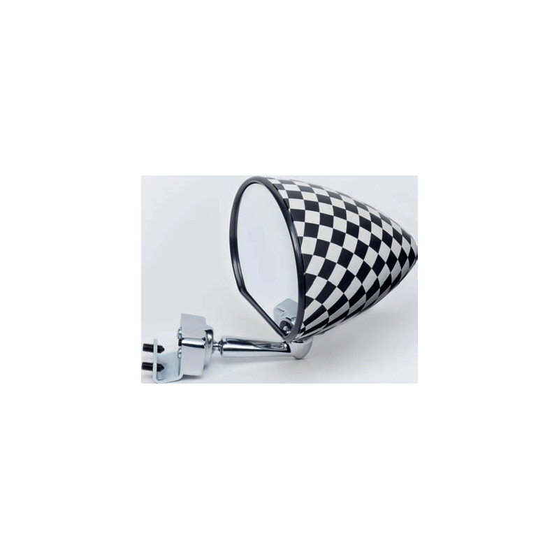 RETROVISORE SCACCHI BIANCO E NERO OPACA A MORSETTO FIAT 500 F / L / R 1965 1975