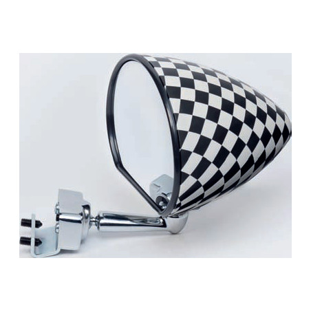 RETROVISORE SCACCHI BIANCO E NERO OPACA A MORSETTO FIAT 500 F /