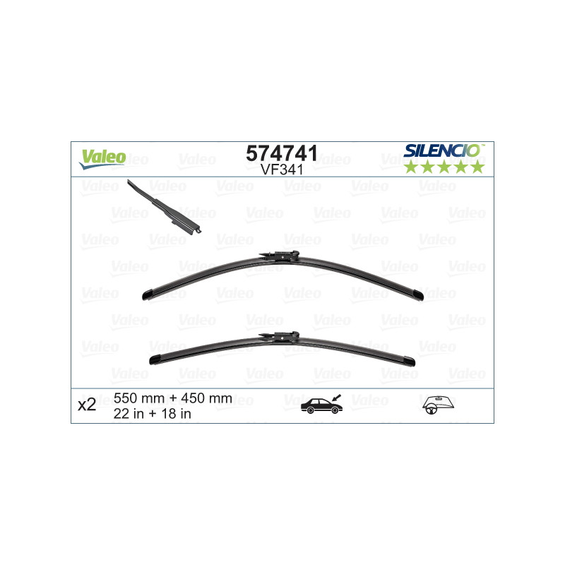 SPAZZOLA TERGI SILENCIO FLAT BLADE ANT SX COPPIA 550mm + 450mm CODICE BREVE: VF341
