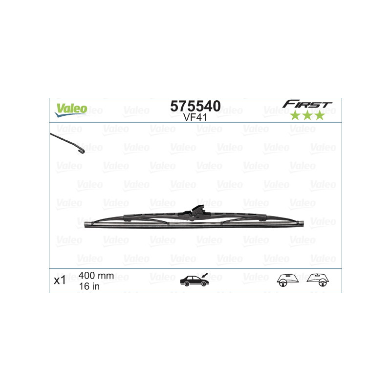 SPAZZOLA TERGI FIRST STANDARD ANT DX/SX SINGOLA 400mm CODICE BREVE: VF41