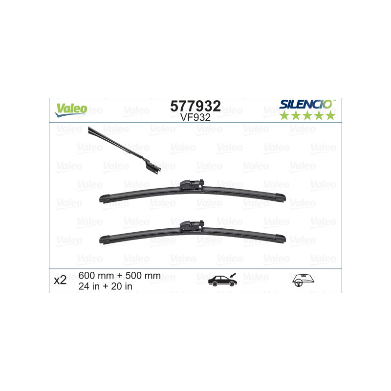 SPAZZOLA TERGI SILENCIO FLAT BLADE ANT SX COPPIA 600mm + 500mm CODICE BREVE: VF932