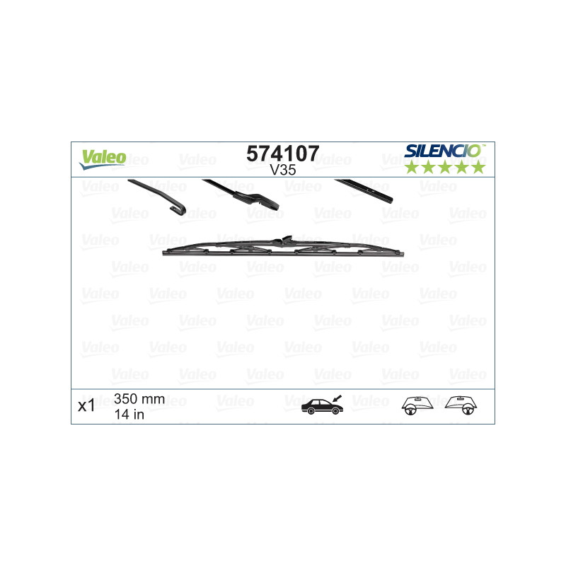 SPAZZOLA TERGI SILENCIO STANDARD ANT DX/SX SINGOLA 350mm CODICE BREVE: V35