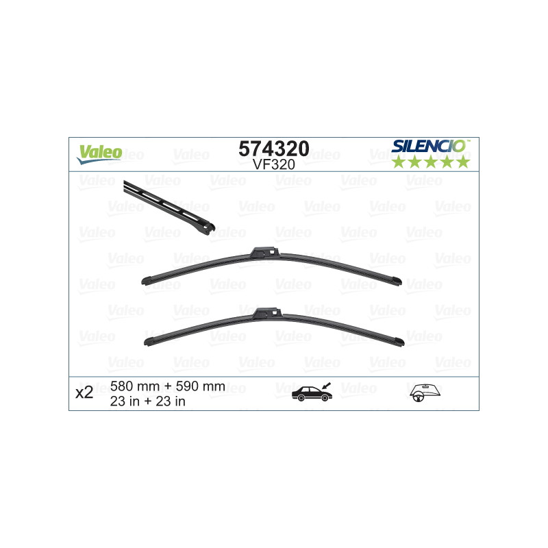SPAZZOLA TERGI SILENCIO FLAT BLADE ANT SX COPPIA 580mm + 590mm CODICE BREVE: VF320