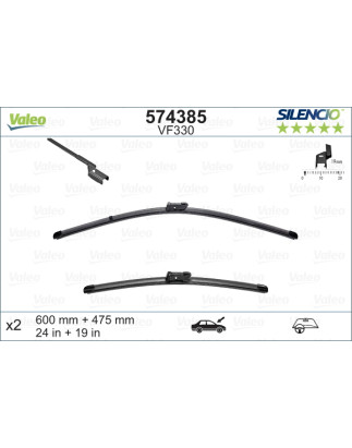 SPAZZOLA TERGI SILENCIO FLAT BLADE ANT SX COPPIA 600mm + 475mm