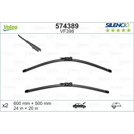 SPAZZOLA TERGI SILENCIO FLAT BLADE ANT SX COPPIA 600mm + 500mm