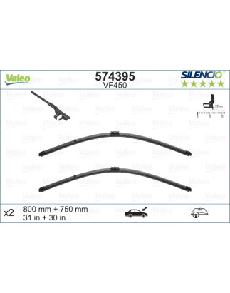 SPAZZOLA TERGI SILENCIO FLAT BLADE ANT SX COPPIA 800mm + 750mm