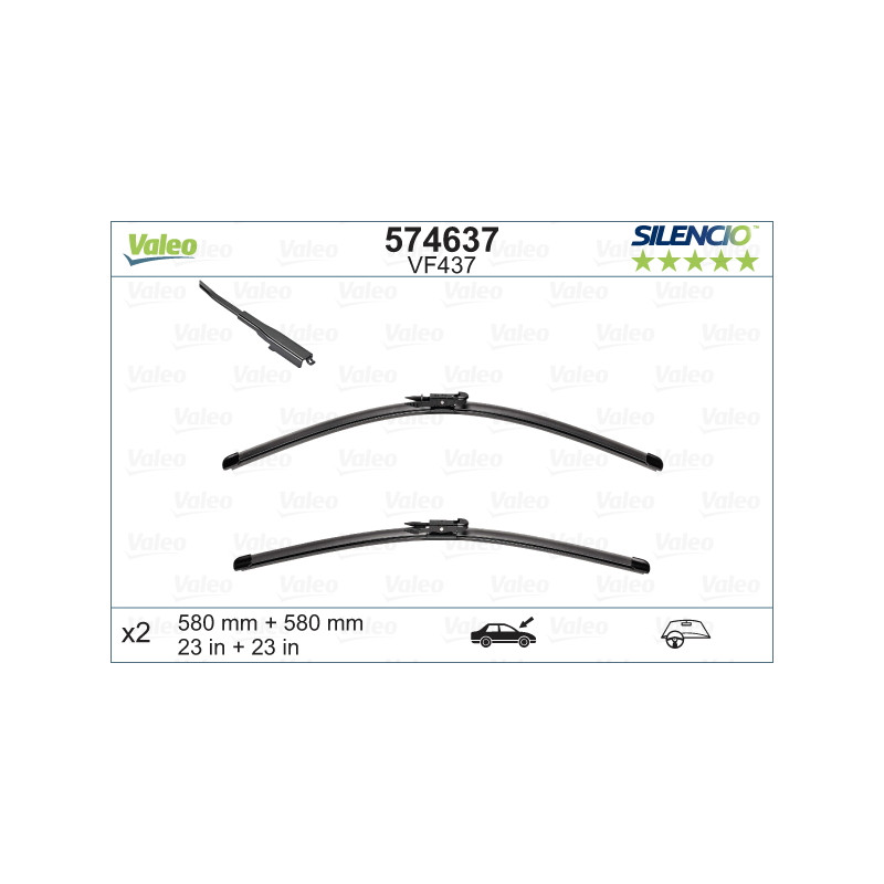 SPAZZOLA TERGI SILENCIO FLAT BLADE ANT SX COPPIA 580mm + 580mm CODICE BREVE: VF437