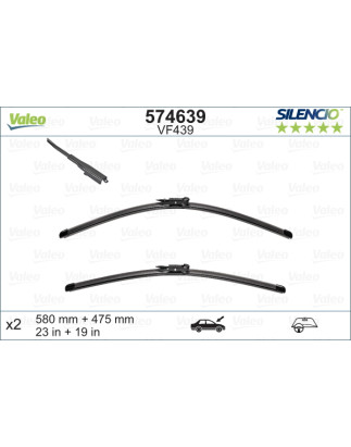 SPAZZOLA TERGI SILENCIO FLAT BLADE ANT SX COPPIA 580mm + 475mm