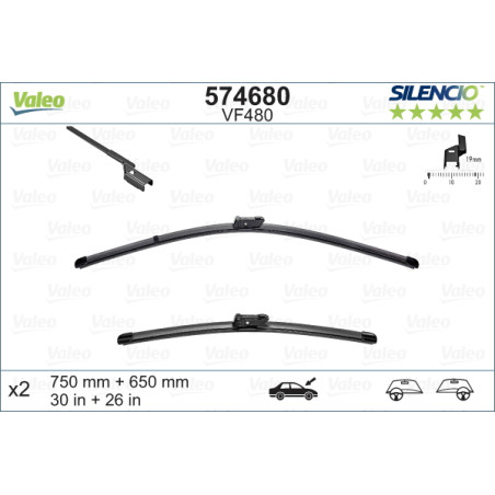 SPAZZOLA TERGI SILENCIO FLAT BLADE ANT DX/SX COPPIA 750mm +