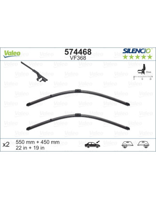 SPAZZOLA TERGI SILENCIO FLAT BLADE ANT DX/SX COPPIA 550mm +