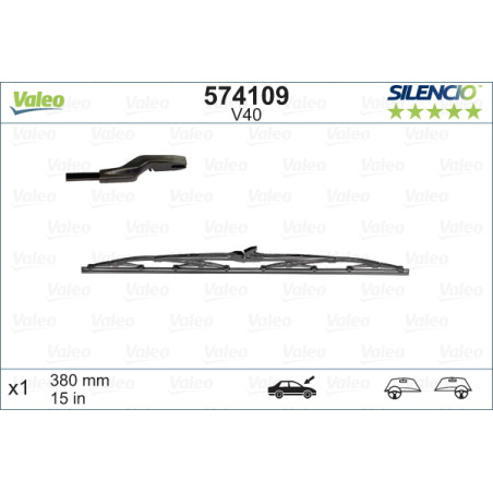 SPAZZOLA TERGI SILENCIO STANDARD ANT DX/SX SINGOLA 380mm CODICE