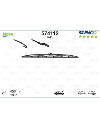 SPAZZOLA TERGI SILENCIO STANDARD ANT DX/SX SINGOLA 450mm CODICE