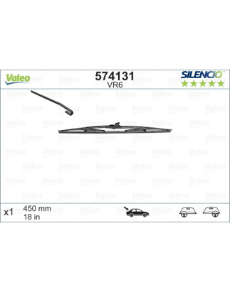 SPAZZOLA TERGI SILENCIO STANDARD POST DX/SX SINGOLA 450mm CODICE