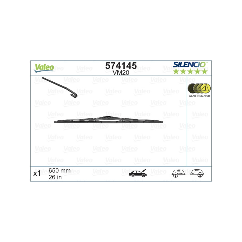 SPAZZOLA TERGI SILENCIO PERFORMANCE ANT DX/SX SINGOLA 650mm CODICE BREVE: VM20