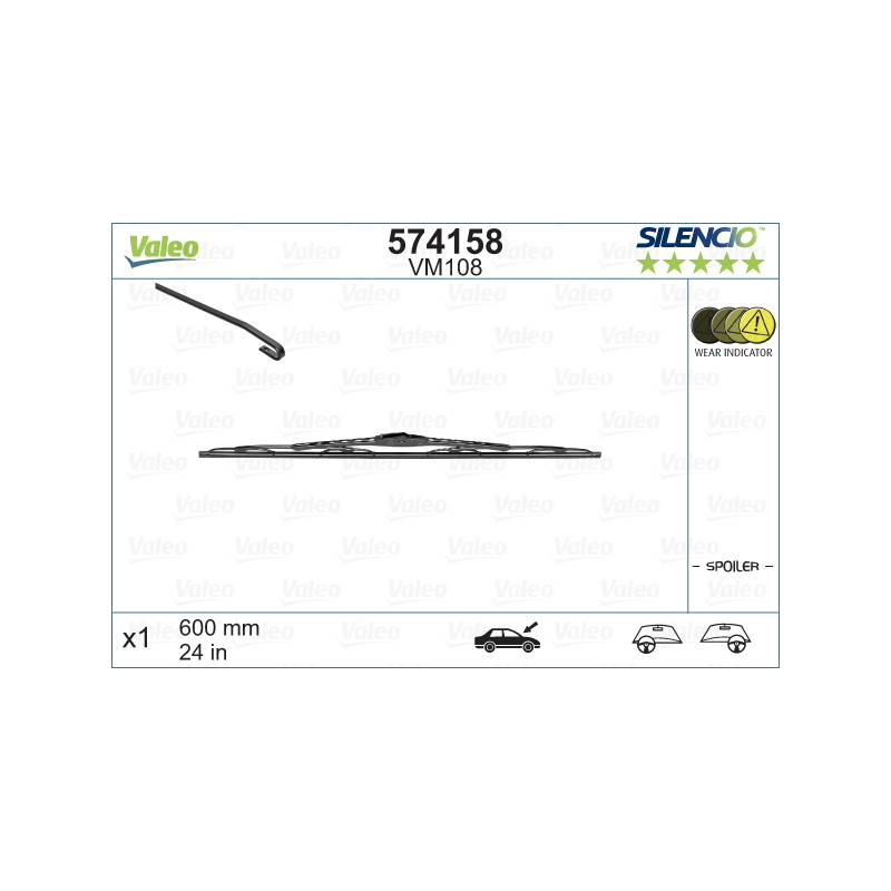 SPAZZOLA TERGI SILENCIO PERFORMANCE ANT DX/SX SINGOLA 600mm CODICE BREVE: VM108
