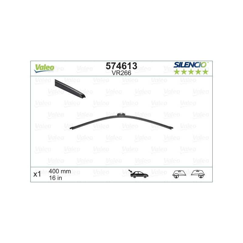 SPAZZOLA TERGI SILENCIO FLAT BLADE POST DX/SX SINGOLA 400mm CODICE BREVE: VR266