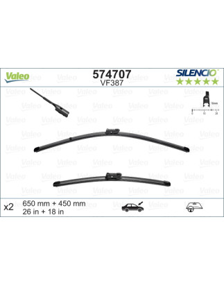 SPAZZOLA TERGI SILENCIO FLAT BLADE ANT SX COPPIA 650mm + 450mm