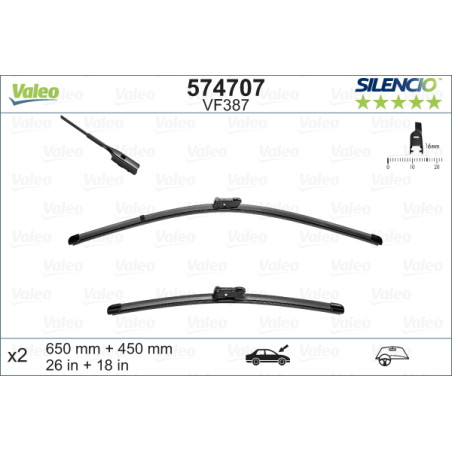 SPAZZOLA TERGI SILENCIO FLAT BLADE ANT SX COPPIA 650mm + 450mm
