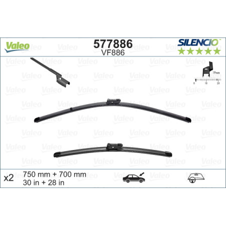 SPAZZOLA TERGI SILENCIO FLAT BLADE ANT SX COPPIA 750mm + 700mm