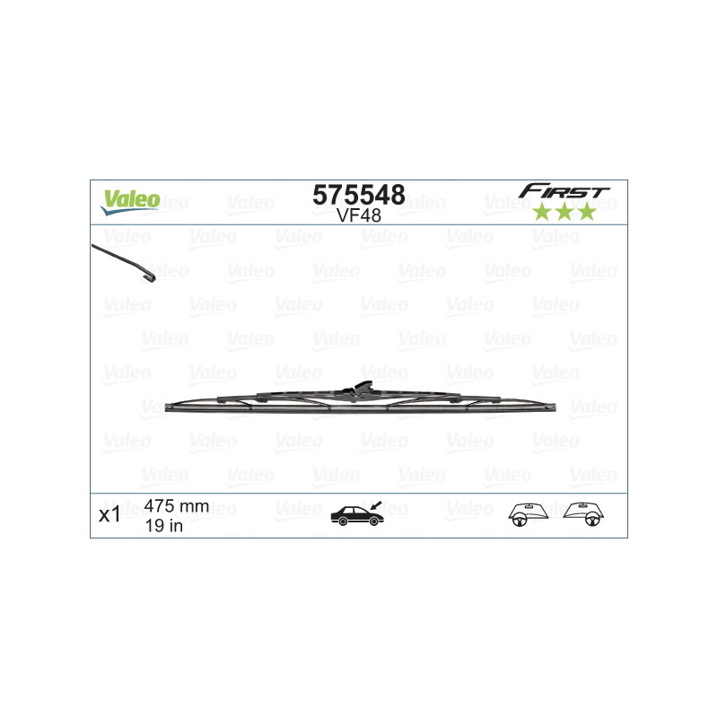 SPAZZOLA TERGI FIRST STANDARD ANT DX/SX SINGOLA 475mm CODICE BREVE: VF48