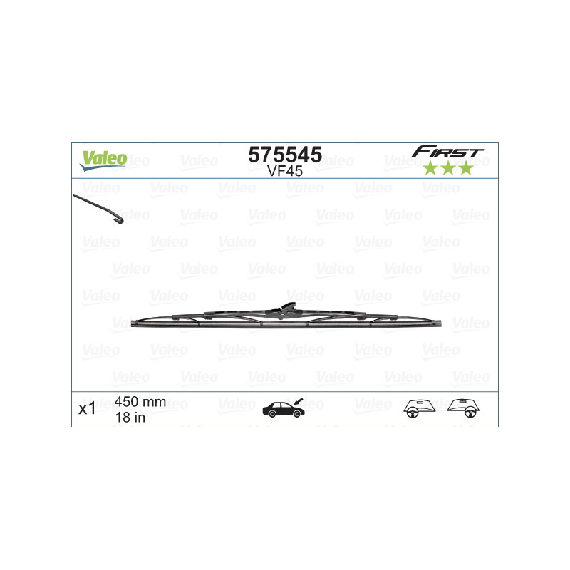 SPAZZOLA TERGI FIRST STANDARD ANT DX/SX SINGOLA 450mm CODICE BREVE: VF45