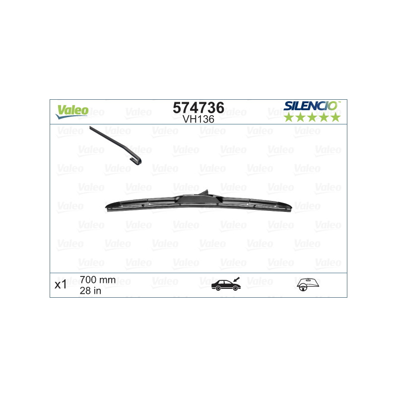 SPAZZOLA TERGI SILENCIO IBRIDA ANT SX SINGOLA 700mm CODICE BREVE: VH136