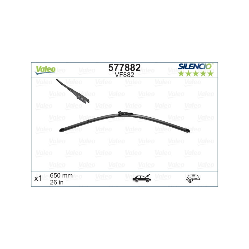 SPAZZOLA TERGI SILENCIO FLAT BLADE ANT SX SINGOLA 650mm CODICE BREVE: VF882