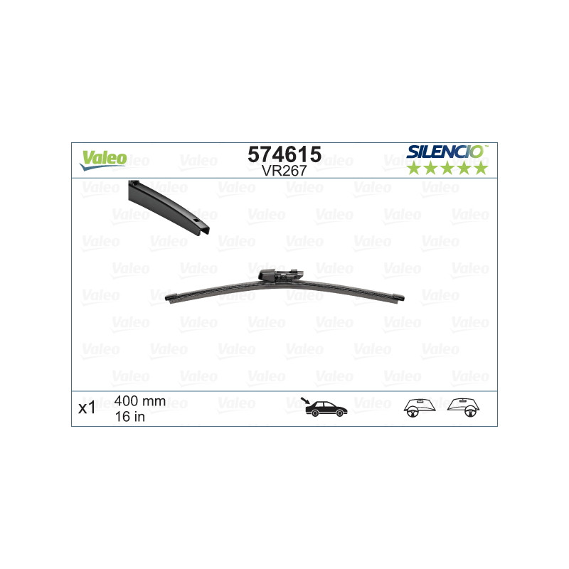 SPAZZOLA TERGI SILENCIO FLAT BLADE POST DX/SX SINGOLA 400mm CODICE BREVE: VR267