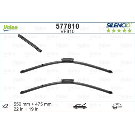 SPAZZOLA TERGI SILENCIO FLAT BLADE ANT SX COPPIA 550mm + 475mm