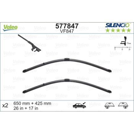 SPAZZOLA TERGI SILENCIO FLAT BLADE ANT DX/SX COPPIA 650mm +
