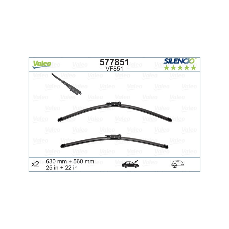 SPAZZOLA TERGI SILENCIO FLAT BLADE ANT SX COPPIA 630mm + 560mm CODICE BREVE: VF851
