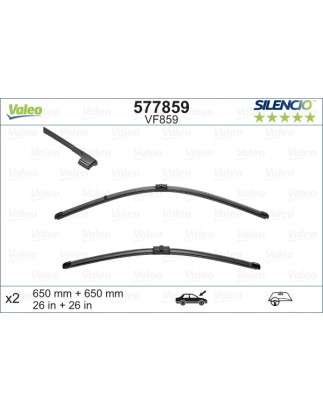 SPAZZOLA TERGI SILENCIO FLAT BLADE ANT SX COPPIA 650mm + 650mm