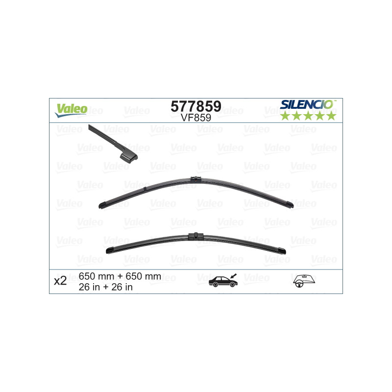SPAZZOLA TERGI SILENCIO FLAT BLADE ANT SX COPPIA 650mm + 650mm CODICE BREVE: VF859