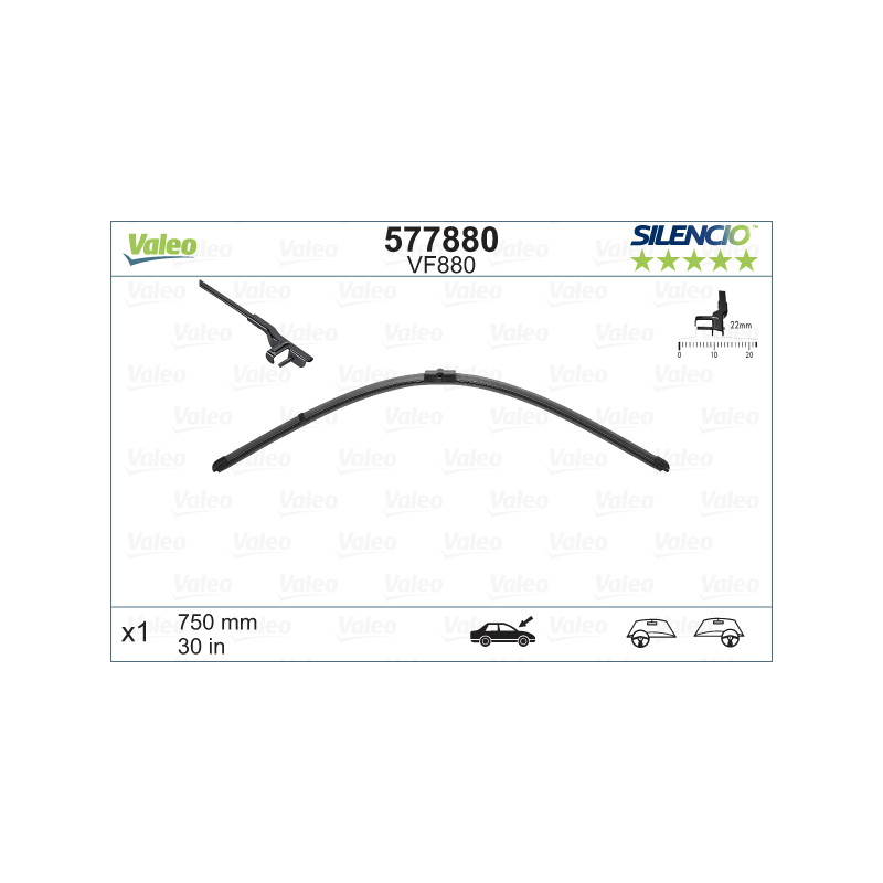 SPAZZOLA TERGI SILENCIO FLAT BLADE ANT DX/SX SINGOLA 750mm CODICE BREVE: VF880