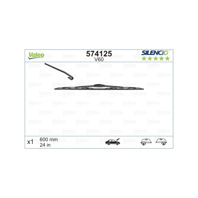 SPAZZOLA TERGI SILENCIO STANDARD ANT DX/SX SINGOLA 600mm CODICE BREVE: V60