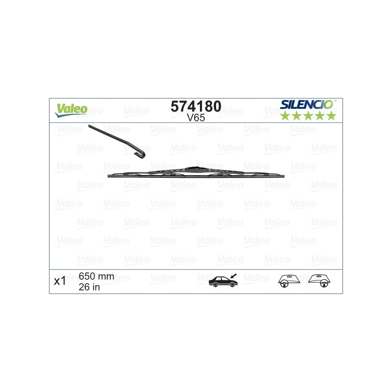 SPAZZOLA TERGI SILENCIO STANDARD ANT DX/SX SINGOLA 650mm CODICE BREVE: V65