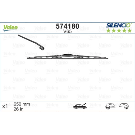 SPAZZOLA TERGI SILENCIO STANDARD ANT DX/SX SINGOLA 650mm CODICE