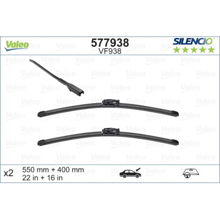 SPAZZOLA TERGI SILENCIO FLAT BLADE ANT SX COPPIA 550mm + 400mm