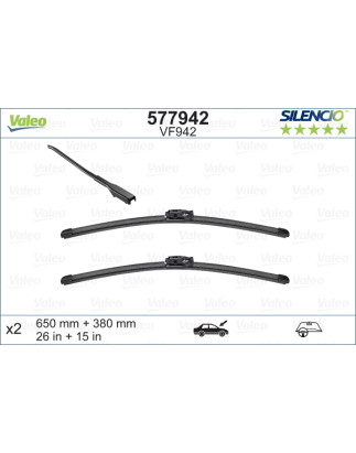 SPAZZOLA TERGI SILENCIO FLAT BLADE ANT SX COPPIA 650mm + 380mm