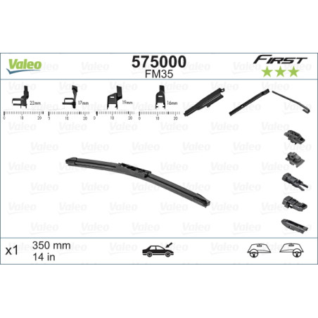 SPAZZOLA TERGI FIRST FLAT BLADE ANT DX/SX SINGOLA 350mm CODICE