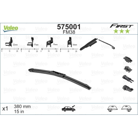 SPAZZOLA TERGI FIRST FLAT BLADE ANT DX/SX SINGOLA 380mm CODICE