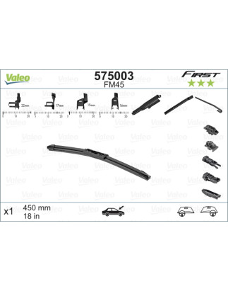 SPAZZOLA TERGI FIRST FLAT BLADE ANT DX/SX SINGOLA 450mm CODICE