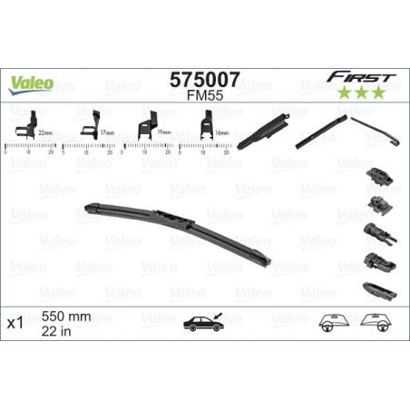 SPAZZOLA TERGI FIRST FLAT BLADE ANT DX/SX SINGOLA 550mm CODICE