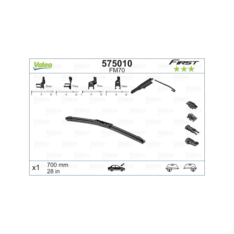 SPAZZOLA TERGI FIRST FLAT BLADE ANT DX/SX SINGOLA 700mm CODICE BREVE: FM70
