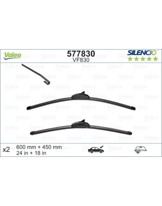 SPAZZOLA TERGI SILENCIO FLAT BLADE ANT DX/SX COPPIA 600mm +