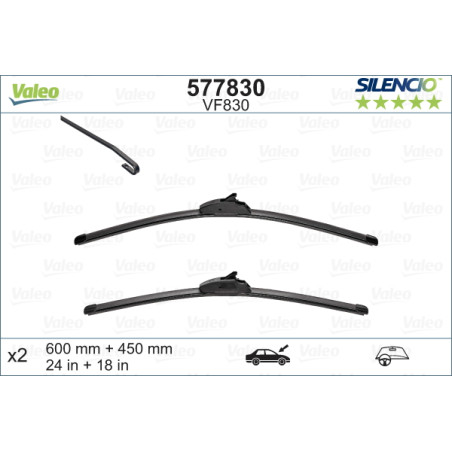 SPAZZOLA TERGI SILENCIO FLAT BLADE ANT DX/SX COPPIA 600mm +