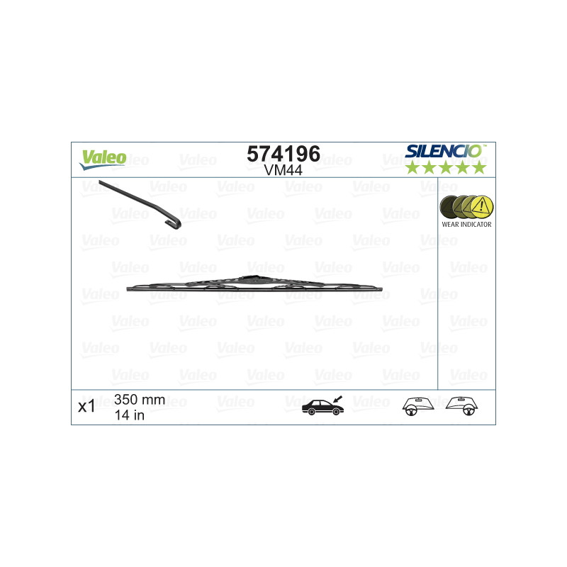 SPAZZOLA TERGI SILENCIO PERFORMANCE ANT DX/SX SINGOLA 350mm CODICE BREVE: VM44