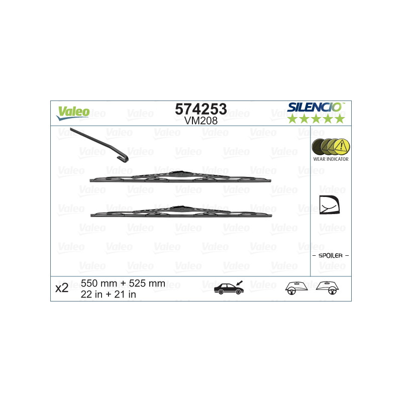 SPAZZOLA TERGI SILENCIO PERFORMANCE ANT DX/SX COPPIA 550mm + 525mm CODICE BREVE: VM208